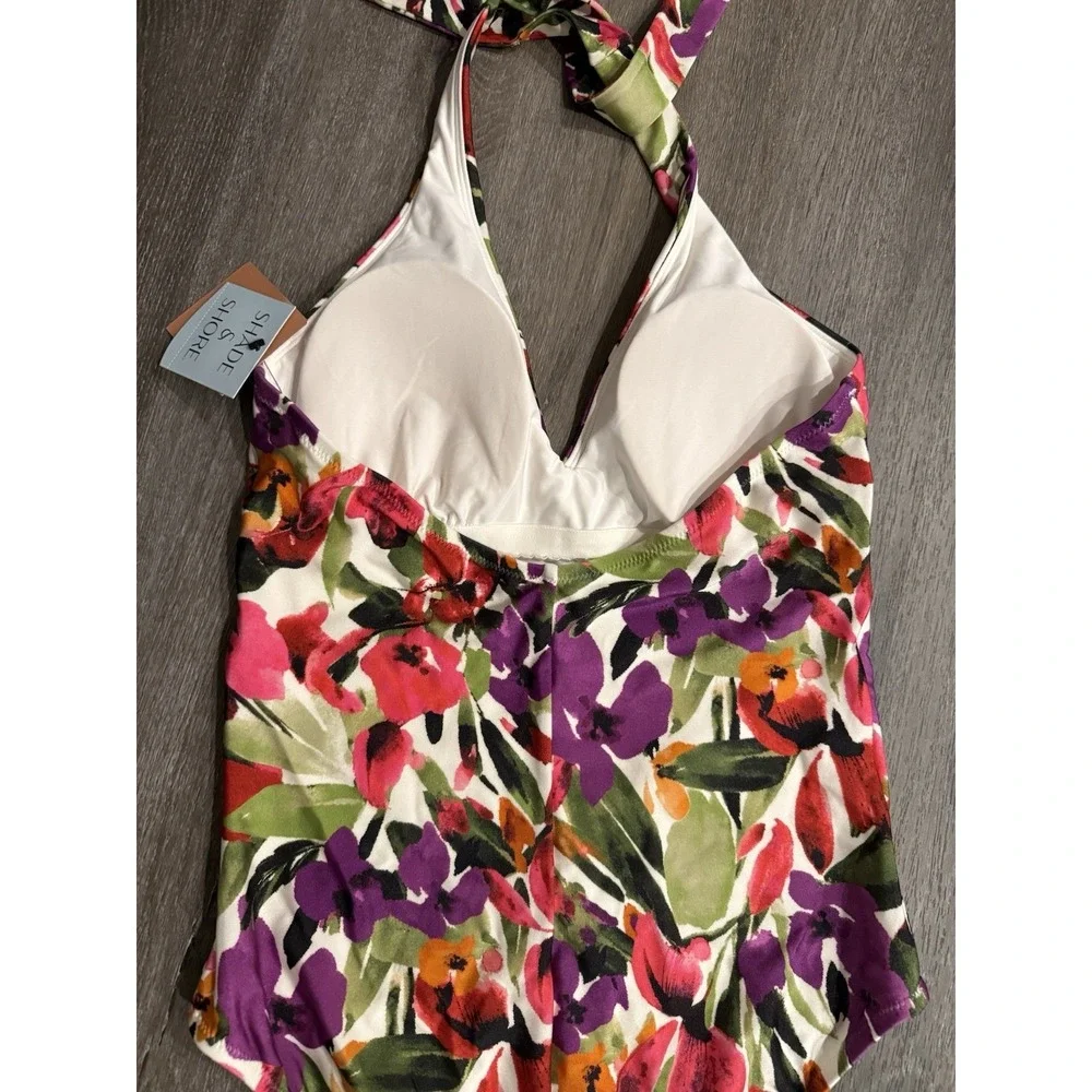 Women's Medium Coverage One Piece Swimsuit L (12-14) Tropical Bathing Suit